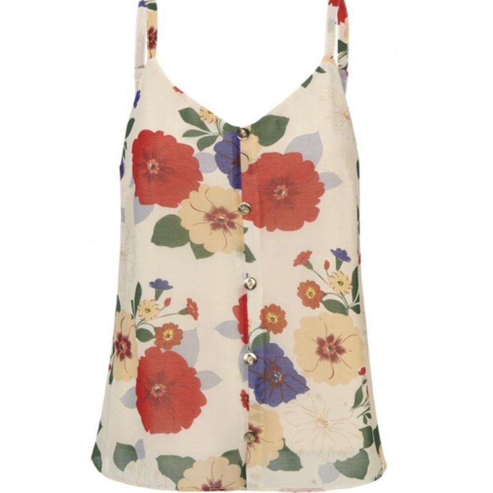 CAbi Floral Camisole - Red, Blue, Cream